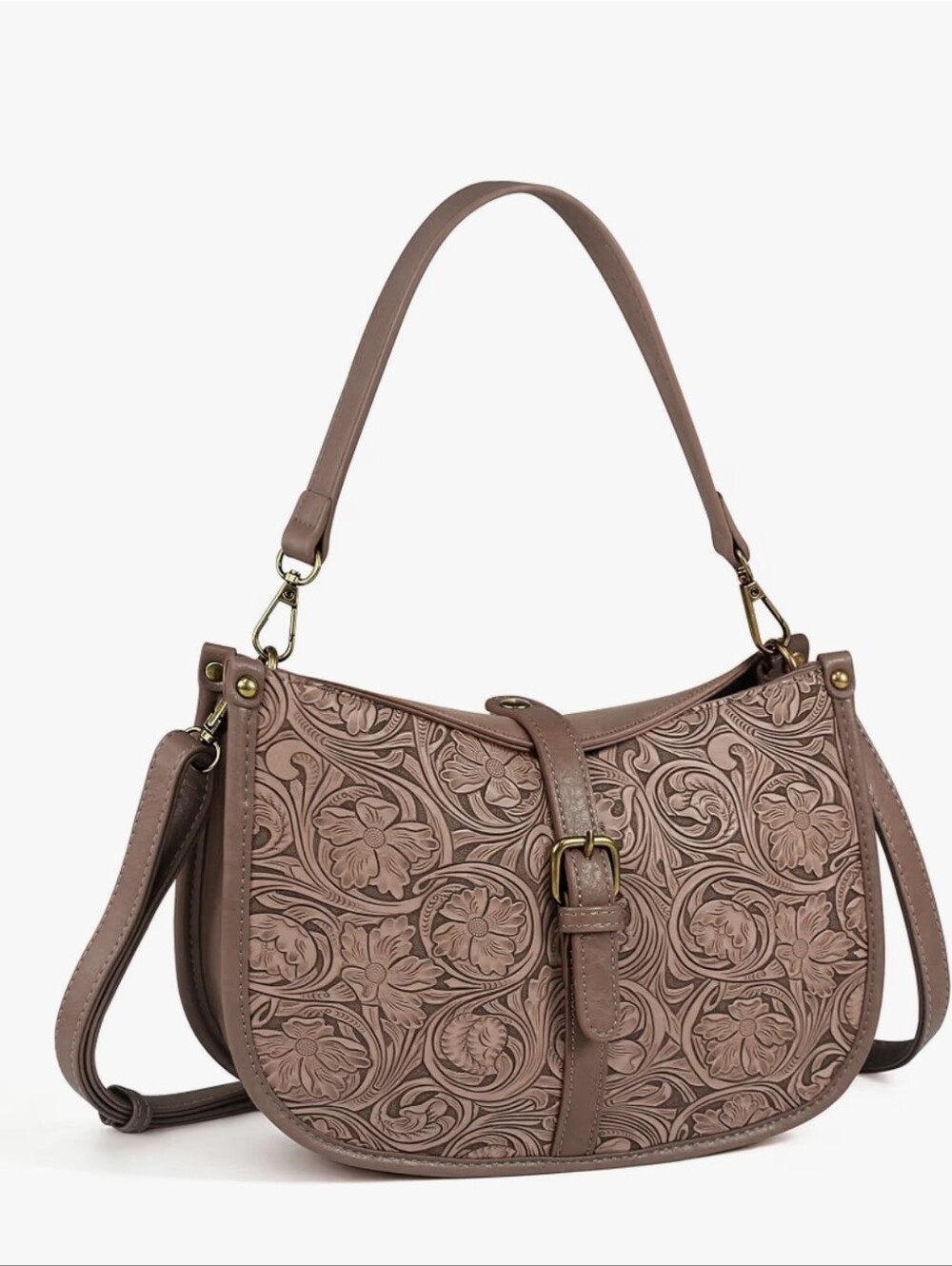 Embossed Vegan Leather Crossbody Bag